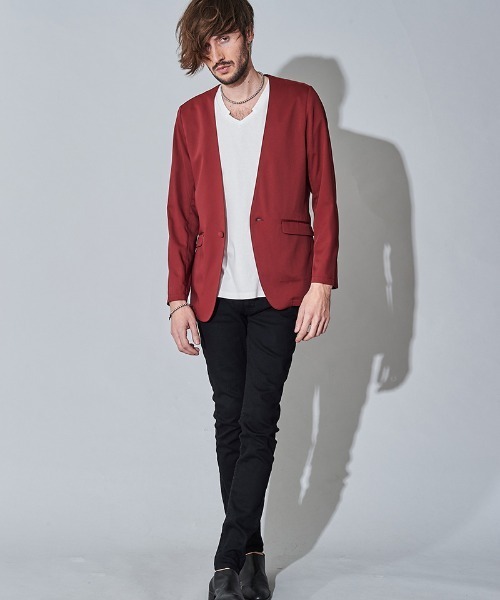 NO ID.(ノーアイディ)の「mj7815- ノーカラー1B-JKT ジャケット(ノーカラージャケット・メンズ・ワイン/ベージュ/ブラック・1/2)」の21枚目の写真