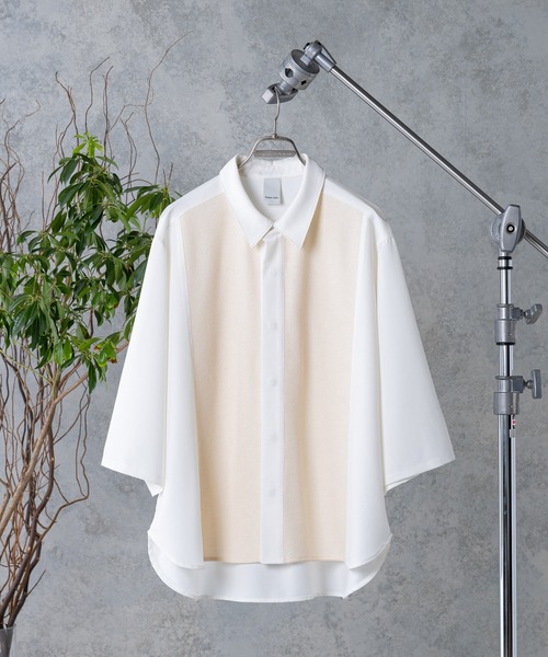 CASPER JOHN（キャスパージョン）の「Knit Switch Shirts/ニットスイッチシャツ（シャツ/ブラウス・メンズ・ネイビー/ホワイト・SMALL/MEDIUM）」の10枚目の写真