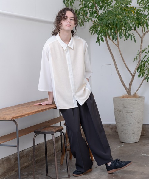 CASPER JOHN（キャスパージョン）の「Knit Switch Shirts/ニットスイッチシャツ（シャツ/ブラウス・メンズ・ネイビー/ホワイト・SMALL/MEDIUM）」の19枚目の写真