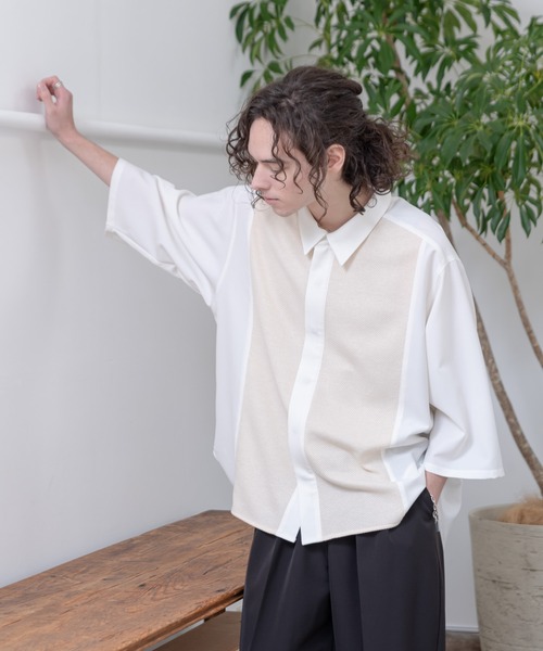 CASPER JOHN（キャスパージョン）の「Knit Switch Shirts/ニットスイッチシャツ（シャツ/ブラウス・メンズ・ネイビー/ホワイト・SMALL/MEDIUM）」の22枚目の写真