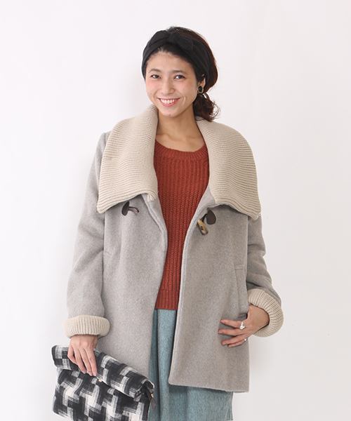 mystic（ミスティック）の「ニットBIG衿コート（その他アウター・レディース・ブラック/グレー/ベージュ/サックスブルー・FREE）」の3枚目の写真