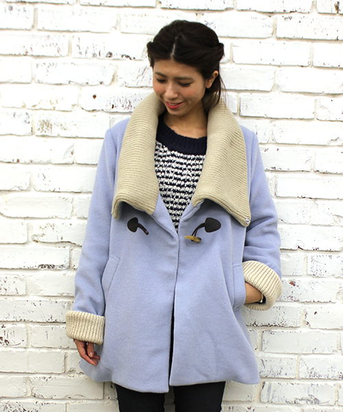 mystic（ミスティック）の「ニットBIG衿コート（その他アウター・レディース・ブラック/グレー/ベージュ/サックスブルー・FREE）」の4枚目の写真