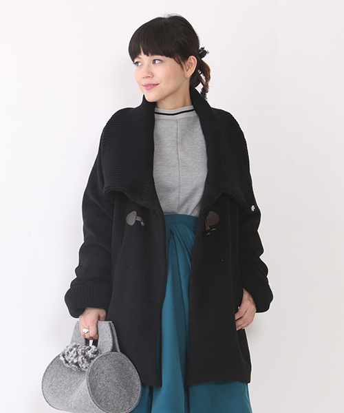 mystic（ミスティック）の「ニットBIG衿コート（その他アウター・レディース・ブラック/グレー/ベージュ/サックスブルー・FREE）」の2枚目の写真