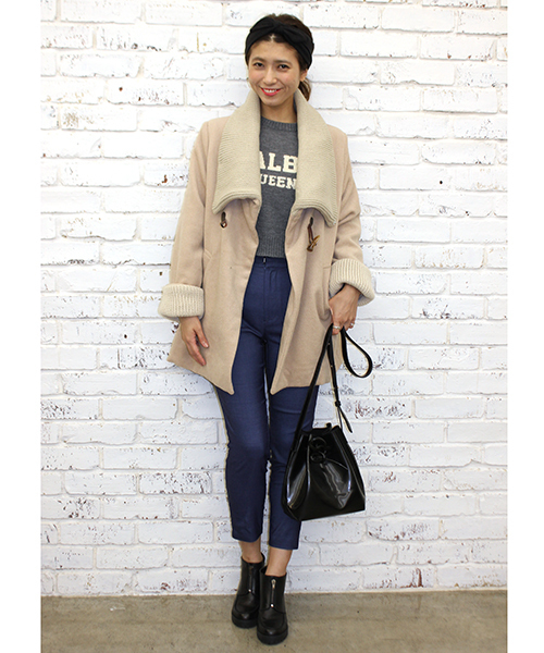 mystic（ミスティック）の「ニットBIG衿コート（その他アウター・レディース・ブラック/グレー/ベージュ/サックスブルー・FREE）」の6枚目の写真