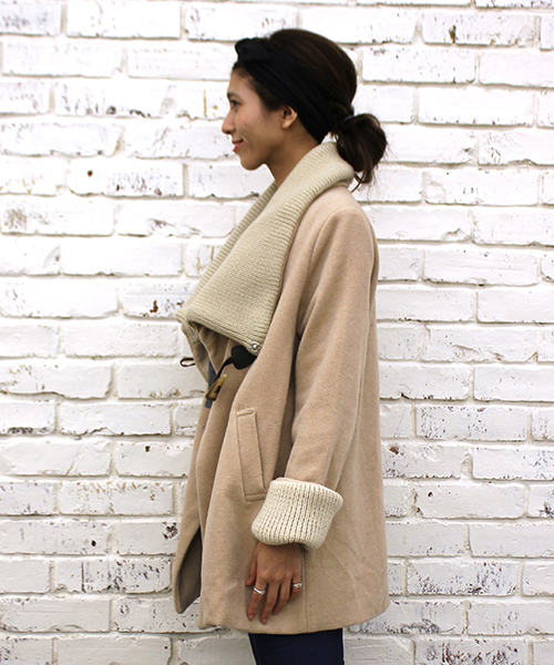 mystic（ミスティック）の「ニットBIG衿コート（その他アウター・レディース・ブラック/グレー/ベージュ/サックスブルー・FREE）」の7枚目の写真