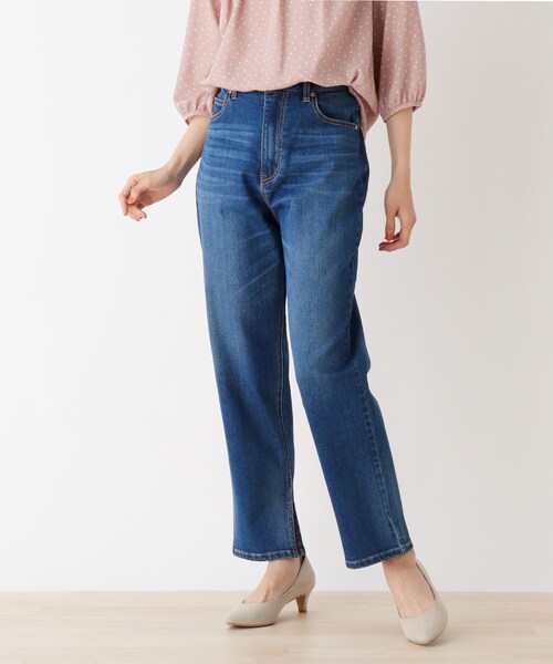 DRESKIP（ドレスキップ）の「◆デニム裾スリットパンツ（デニムパンツ・レディース・ライトブルー/ブラック・03/02）」の2枚目の写真