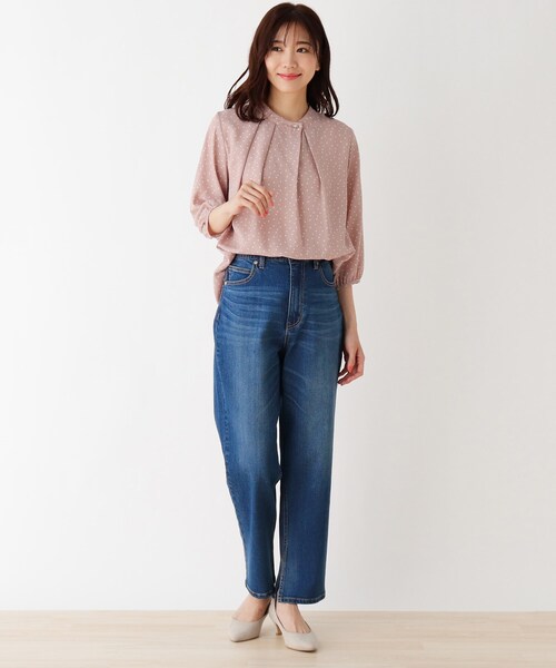 DRESKIP（ドレスキップ）の「◆デニム裾スリットパンツ（デニムパンツ・レディース・ライトブルー/ブラック・03/02）」の11枚目の写真