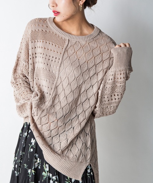 MILLION CARATS（ミリオンカラッツ）の「【STYLE4】かぎ針リラックスニット（ニット/セーター・レディース・ベージュ/オフホワイト/サックスブルー・FREE）」の2枚目の写真