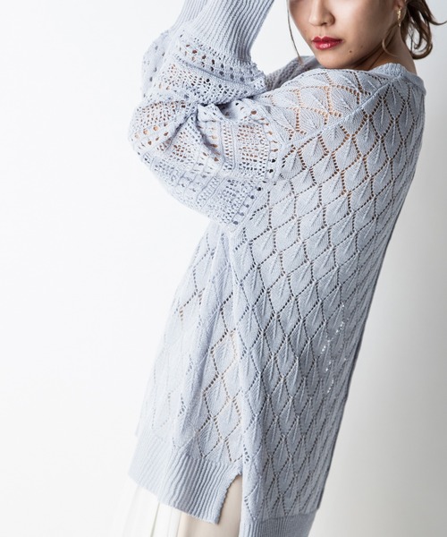 MILLION CARATS（ミリオンカラッツ）の「【STYLE4】かぎ針リラックスニット（ニット/セーター・レディース・ベージュ/オフホワイト/サックスブルー・FREE）」の3枚目の写真