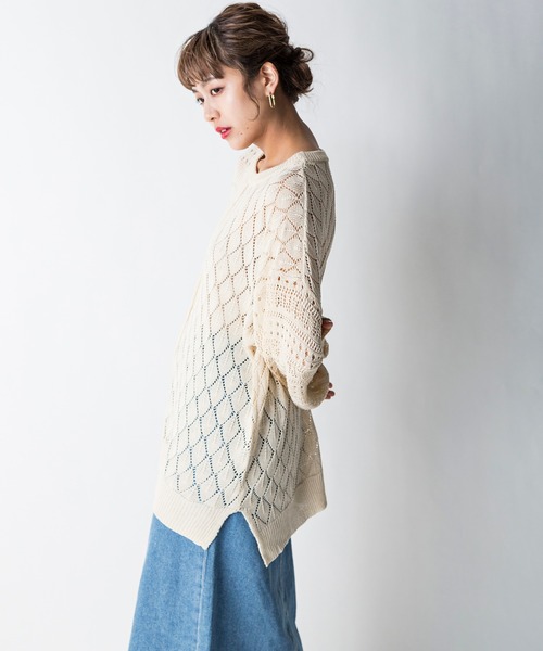 MILLION CARATS（ミリオンカラッツ）の「【STYLE4】かぎ針リラックスニット（ニット/セーター・レディース・ベージュ/オフホワイト/サックスブルー・FREE）」の5枚目の写真