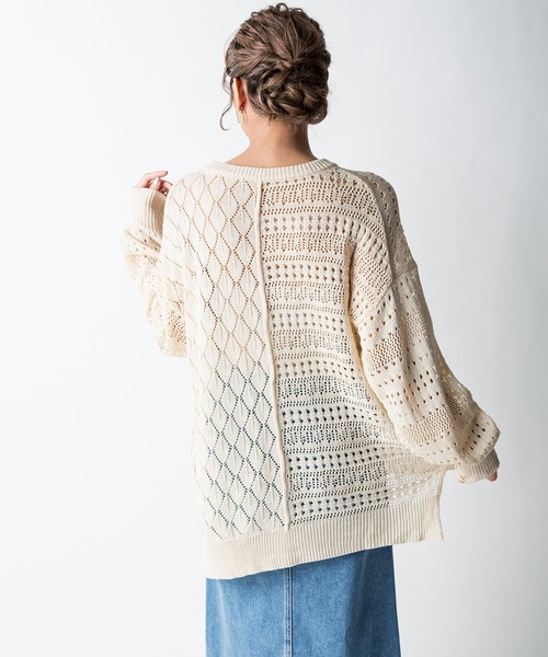 MILLION CARATS（ミリオンカラッツ）の「【STYLE4】かぎ針リラックスニット（ニット/セーター・レディース・ベージュ/オフホワイト/サックスブルー・FREE）」の6枚目の写真