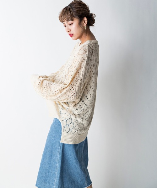 MILLION CARATS（ミリオンカラッツ）の「【STYLE4】かぎ針リラックスニット（ニット/セーター・レディース・ベージュ/オフホワイト/サックスブルー・FREE）」の11枚目の写真