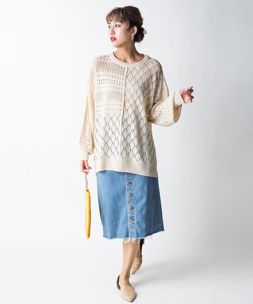 MILLION CARATS（ミリオンカラッツ）の「【STYLE4】かぎ針リラックスニット（ニット/セーター・レディース・ベージュ/オフホワイト/サックスブルー・FREE）」の12枚目の写真