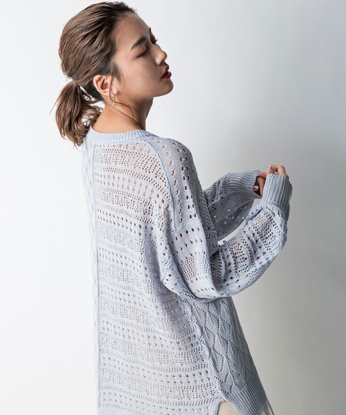 MILLION CARATS（ミリオンカラッツ）の「【STYLE4】かぎ針リラックスニット（ニット/セーター・レディース・ベージュ/オフホワイト/サックスブルー・FREE）」の21枚目の写真