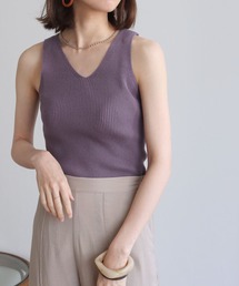 HER CLOSET | 【HERCLOSET】Vネックリブサマーニットタンクトップ(タンクトップ)