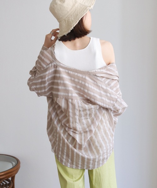 HER CLOSET（ハークローゼット）の「【HERCLOSET】Vネックリブサマーニットタンクトップ（タンクトップ・レディース・ブラック/パープル/オフホワイト/カーキ/グレイッシュベージュ・M）」の17枚目の写真