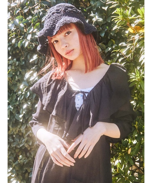 merry jenny（メリージェニー）の「コットンリラクシーフリルワンピース（ワンピース・レディース・ブラック/オフホワイト・FREE）」の15枚目の写真