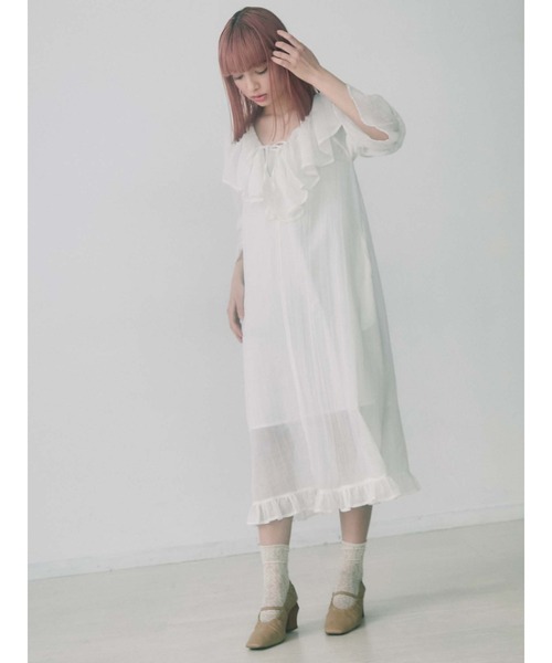 merry jenny（メリージェニー）の「コットンリラクシーフリルワンピース（ワンピース・レディース・ブラック/オフホワイト・FREE）」の22枚目の写真