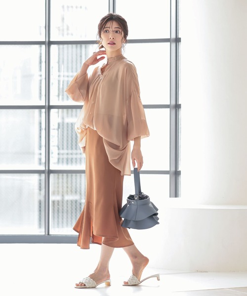 KOBE LETTUCE(コウベレタス)の「アシメスリットバックゴムサイドジップナロースカート(スカート・レディース・グリーン系その他/パープル系その他/オレンジ系その他/ライトベージュ・FREE)」の8枚目の写真