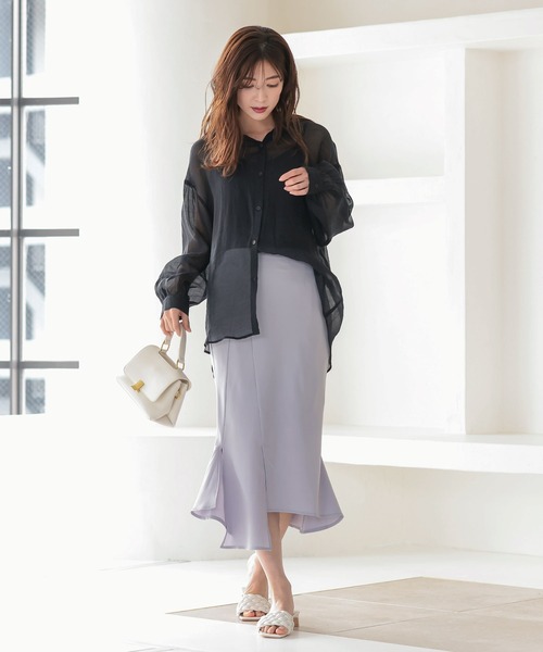 KOBE LETTUCE(コウベレタス)の「アシメスリットバックゴムサイドジップナロースカート(スカート・レディース・グリーン系その他/パープル系その他/オレンジ系その他/ライトベージュ・FREE)」の14枚目の写真