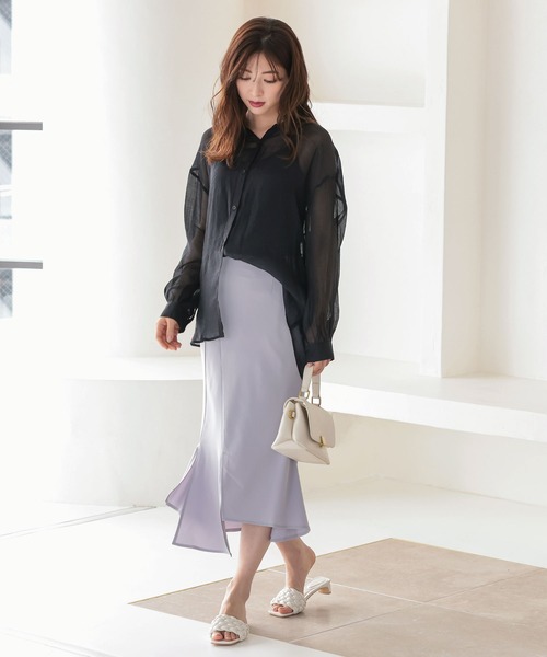 KOBE LETTUCE(コウベレタス)の「アシメスリットバックゴムサイドジップナロースカート(スカート・レディース・グリーン系その他/パープル系その他/オレンジ系その他/ライトベージュ・FREE)」の9枚目の写真