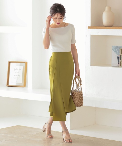 KOBE LETTUCE(コウベレタス)の「アシメスリットバックゴムサイドジップナロースカート(スカート・レディース・グリーン系その他/パープル系その他/オレンジ系その他/ライトベージュ・FREE)」の6枚目の写真