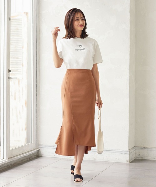 KOBE LETTUCE(コウベレタス)の「アシメスリットバックゴムサイドジップナロースカート(スカート・レディース・グリーン系その他/パープル系その他/オレンジ系その他/ライトベージュ・FREE)」の11枚目の写真