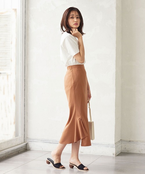 KOBE LETTUCE(コウベレタス)の「アシメスリットバックゴムサイドジップナロースカート(スカート・レディース・グリーン系その他/パープル系その他/オレンジ系その他/ライトベージュ・FREE)」の13枚目の写真