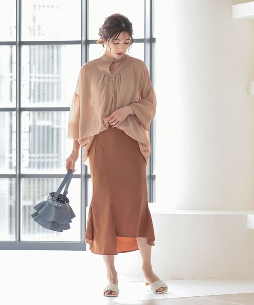 KOBE LETTUCE(コウベレタス)の「アシメスリットバックゴムサイドジップナロースカート(スカート・レディース・グリーン系その他/パープル系その他/オレンジ系その他/ライトベージュ・FREE)」の5枚目の写真