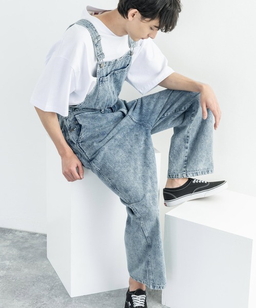 Rocky Monroe(ロッキーモンロー)の「10oz 無地 オーバーオール デニム/ヒッコリーワイドサロペット オールインワン(サロペット/オーバーオール・メンズ・ブラック/インディゴブルー/ストライプ/ワンウォッシュ/ケミカルウォッシュ/キナリ・S/M/L)」の6枚目の写真