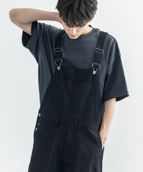 Rocky Monroe(ロッキーモンロー)の「10oz 無地 オーバーオール デニム/ヒッコリーワイドサロペット オールインワン(サロペット/オーバーオール・メンズ・ブラック/インディゴブルー/ストライプ/ワンウォッシュ/ケミカルウォッシュ/キナリ・S/M/L)」の3枚目の写真