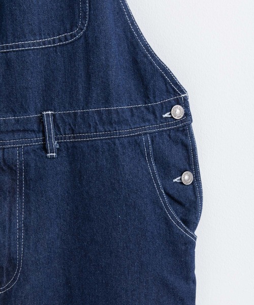 Rocky Monroe(ロッキーモンロー)の「10oz 無地 オーバーオール デニム/ヒッコリーワイドサロペット オールインワン(サロペット/オーバーオール・メンズ・ブラック/インディゴブルー/ストライプ/ワンウォッシュ/ケミカルウォッシュ/キナリ・S/M/L)」の10枚目の写真