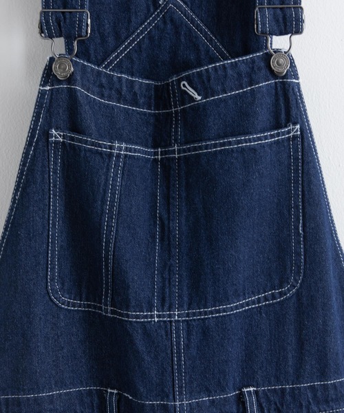 Rocky Monroe(ロッキーモンロー)の「10oz 無地 オーバーオール デニム/ヒッコリーワイドサロペット オールインワン(サロペット/オーバーオール・メンズ・ブラック/インディゴブルー/ストライプ/ワンウォッシュ/ケミカルウォッシュ/キナリ・S/M/L)」の11枚目の写真