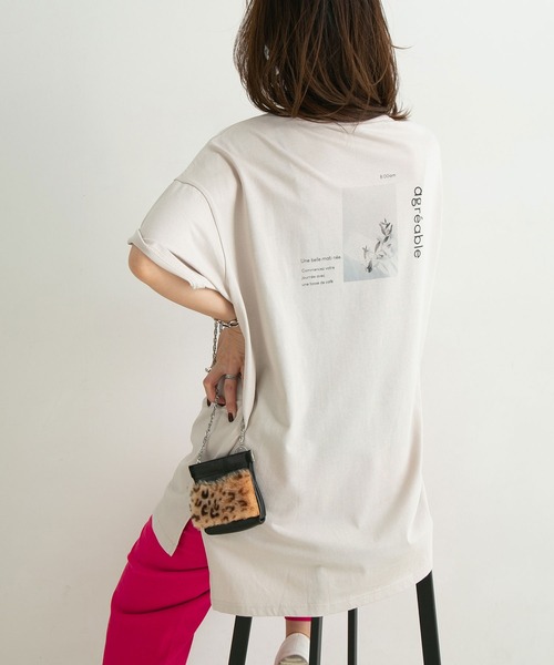 rectangle（レクタングル）の「オーガニックコットンバックプリントTシャツ（Tシャツ/カットソー・レディース・チャコールグレー/ブラック/ブラウン/オフホワイト/グレイッシュベージュ・FREE）」の5枚目の写真