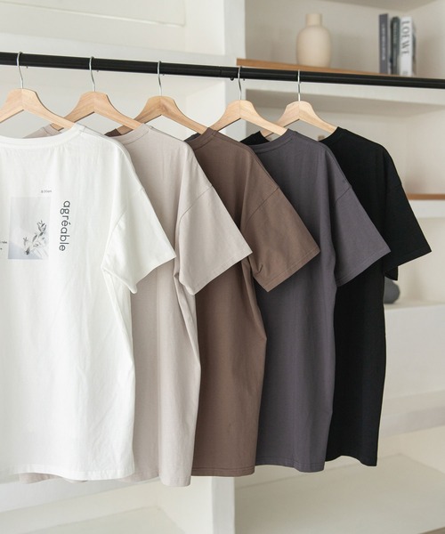 rectangle（レクタングル）の「オーガニックコットンバックプリントTシャツ（Tシャツ/カットソー・レディース・チャコールグレー/ブラック/ブラウン/オフホワイト/グレイッシュベージュ・FREE）」の6枚目の写真