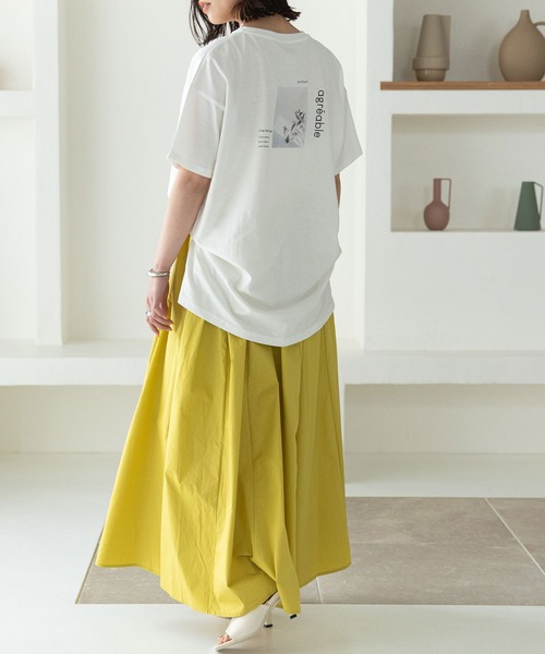 rectangle（レクタングル）の「オーガニックコットンバックプリントTシャツ（Tシャツ/カットソー・レディース・チャコールグレー/ブラック/ブラウン/オフホワイト/グレイッシュベージュ・FREE）」の7枚目の写真