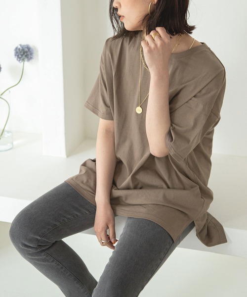 rectangle（レクタングル）の「オーガニックコットンバックプリントTシャツ（Tシャツ/カットソー・レディース・チャコールグレー/ブラック/ブラウン/オフホワイト/グレイッシュベージュ・FREE）」の11枚目の写真