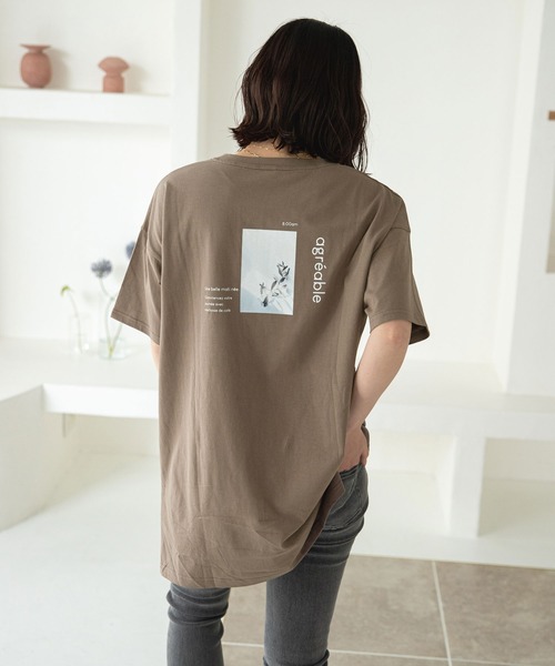 rectangle（レクタングル）の「オーガニックコットンバックプリントTシャツ（Tシャツ/カットソー・レディース・チャコールグレー/ブラック/ブラウン/オフホワイト/グレイッシュベージュ・FREE）」の12枚目の写真