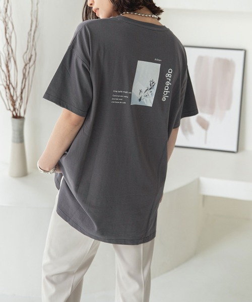 rectangle（レクタングル）の「オーガニックコットンバックプリントTシャツ（Tシャツ/カットソー・レディース・チャコールグレー/ブラック/ブラウン/オフホワイト/グレイッシュベージュ・FREE）」の14枚目の写真