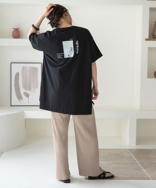 rectangle（レクタングル）の「オーガニックコットンバックプリントTシャツ（Tシャツ/カットソー・レディース・チャコールグレー/ブラック/ブラウン/オフホワイト/グレイッシュベージュ・FREE）」の16枚目の写真