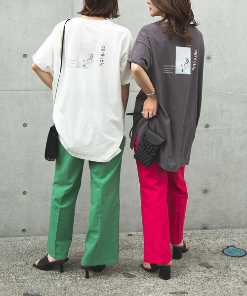 rectangle（レクタングル）の「オーガニックコットンバックプリントTシャツ（Tシャツ/カットソー・レディース・チャコールグレー/ブラック/ブラウン/オフホワイト/グレイッシュベージュ・FREE）」の22枚目の写真