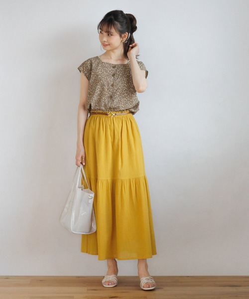 Crisp（クリスプ）の「フラワーフレンチブラウス（シャツ/ブラウス・レディース・ブルー/ブラウン・FREE）」の6枚目の写真