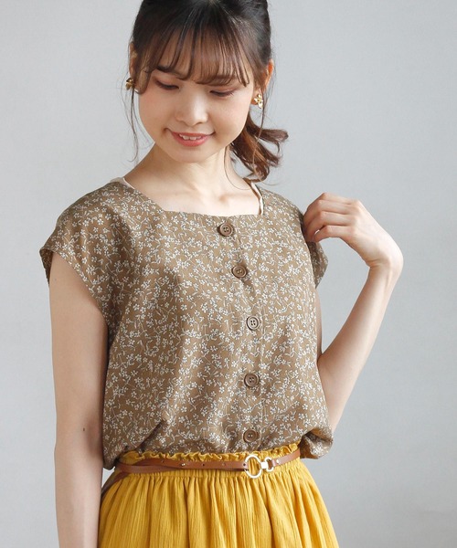 Crisp（クリスプ）の「フラワーフレンチブラウス（シャツ/ブラウス・レディース・ブルー/ブラウン・FREE）」の8枚目の写真