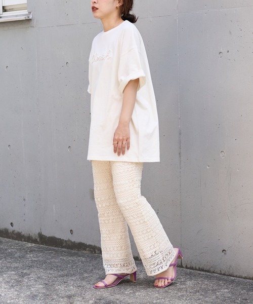 natural couture(ナチュラルクチュール)の「あおいさんコラボCherishロープ刺繍ゆるT(Tシャツ/カットソー・レディース・ミント/ブラック/ベージュ/オフホワイト・FREE)」の8枚目の写真