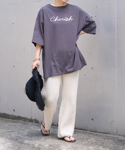 natural couture(ナチュラルクチュール)の「あおいさんコラボCherishロープ刺繍ゆるT(Tシャツ/カットソー・レディース・ミント/ブラック/ベージュ/オフホワイト・FREE)」の18枚目の写真