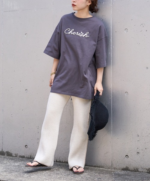 natural couture(ナチュラルクチュール)の「あおいさんコラボCherishロープ刺繍ゆるT(Tシャツ/カットソー・レディース・ミント/ブラック/ベージュ/オフホワイト・FREE)」の19枚目の写真