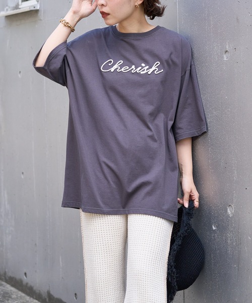 natural couture(ナチュラルクチュール)の「あおいさんコラボCherishロープ刺繍ゆるT(Tシャツ/カットソー・レディース・ミント/ブラック/ベージュ/オフホワイト・FREE)」の15枚目の写真