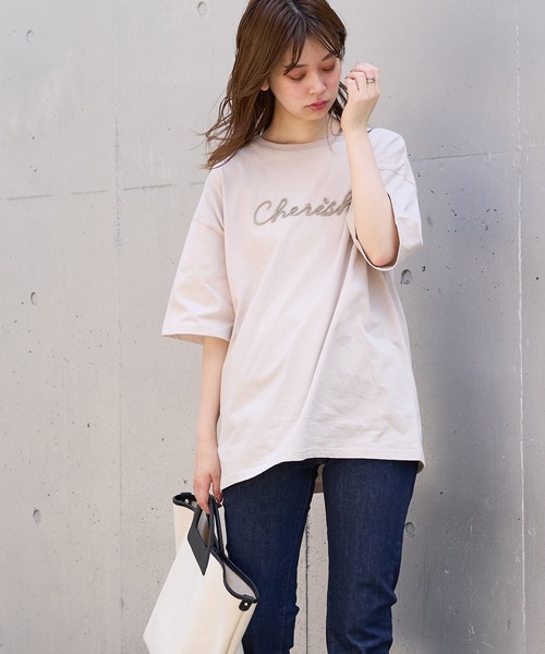 natural couture(ナチュラルクチュール)の「あおいさんコラボCherishロープ刺繍ゆるT(Tシャツ/カットソー・レディース・ミント/ブラック/ベージュ/オフホワイト・FREE)」の22枚目の写真