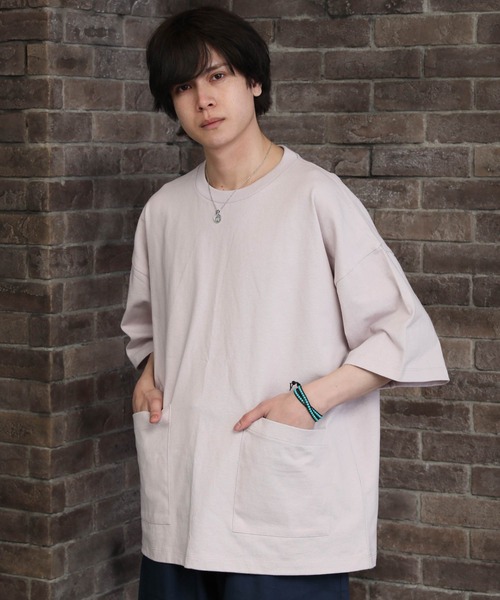 Beno(ビーノ)の「へービーウェイト 10.2oz シェフ ビッグTシャツ(Tシャツ/カットソー・メンズ・アイボリー/ライトイエロー/グレイッシュベージュ/グレー/オフホワイト/ナチュラル/ブラック/スモークピンク/サックスブルー/ラベンダー・L/M/XL)」の8枚目の写真