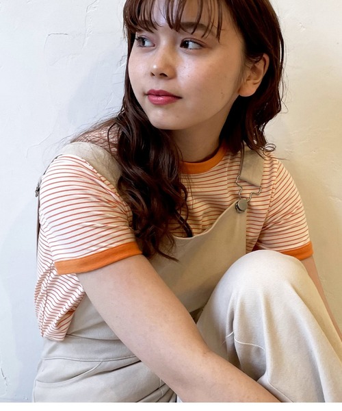 frunco（フランコ）の「細ボーダー配色Tシャツ（Tシャツ/カットソー・レディース・ブラック/グリーン/イエロー/ピンク/オレンジ・FREE）」の5枚目の写真